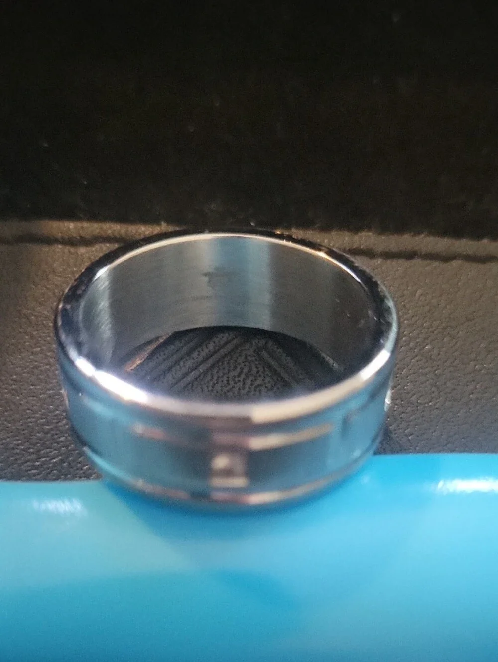 Contemporary Stainless Ring with CZ Size 10